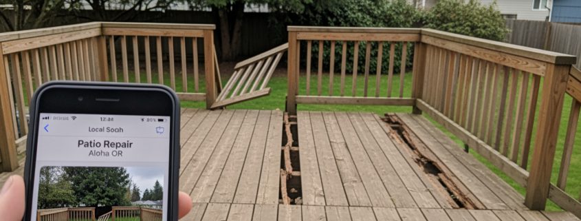 "My patio was damaged. Who can I call to fix balconies, patios, and flat decks in Aloha, OR?"