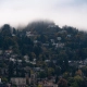 rain falling on a Portland home roof in the Pacific Northwest